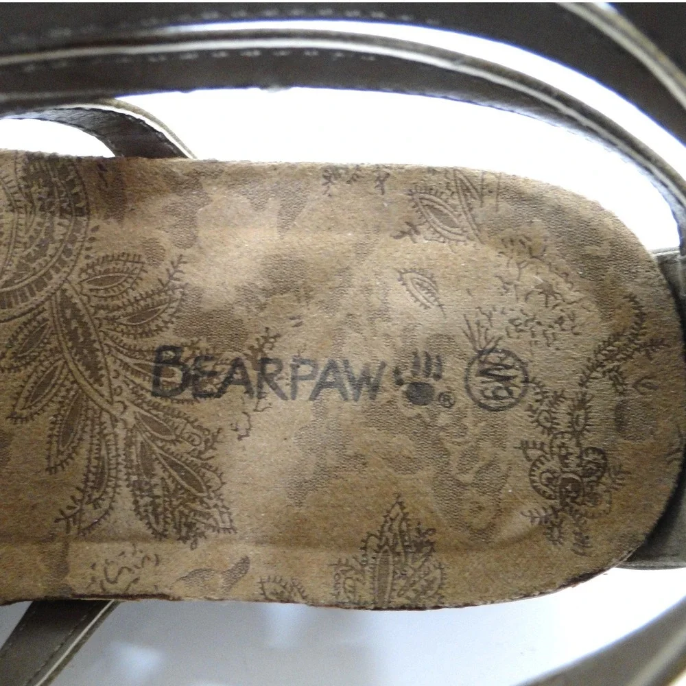 Bearpaw Womens Strappy Gladiator Cork Wedge Sandals Brown Front Zip 02996-00 6W